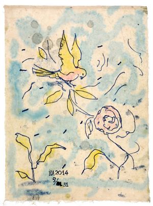 FlowerBird in the Impossible Garden Monoprint 5/31